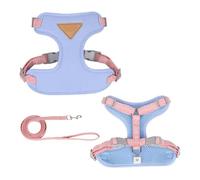 Puppy Harness Set Small Medium Dog Cat Vest Breathable Pet Chest Strap French Bulldog Chihuahua Poodle Supplies(Blue,L)