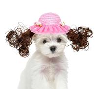 Puppy Hat Funny with Wig Design Costume Breathable Hats for Cat Kitten Birthday Party Christmas Halloween Winter Sun