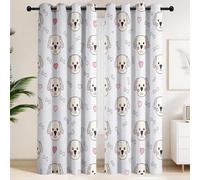 Puppy & Heart-Shaped Bones Blackout Curtains - Pet Lovers & Children’s Room Window Drapes, Soft Pastel Cartoon & Cosy Vibes Thermal Insulated Window Curtains