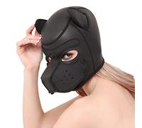 Puppy Hood Full Face Mask Cosplay Animal Head Mask Costume Dog Head Masks (Black)