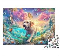 Puppy in A Magical Garden with A Castle 1000Pc Jigsaw Puzzle Cute Dog Premium Quality, Great for Adults & Kids 38x26cm/1000pcs
