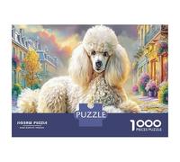 Puppy in Street Thick Cardboard Poodle Sit Jigsaw Puzzle Bundle Family Puzzle Lovers Stress Relief Puzzle Brain Training Game Ideal Leisure Gift 52x38cm/1000pcs