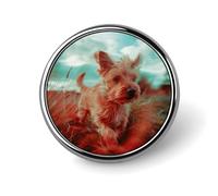 Puppy in The Field Lapel Pin Durable Metal Round Brooch Pins Lightweight & Elegant Badge for Shirts, Jackets, Backpack & Gifts