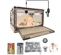 Puppy Incubator with Heating Kitten Incubator Brooder Nursery Incubator for Puppies with Pet Bed Mat,Pet Medicine Feeder,Temperature Detection and Nebulization Kit 55L