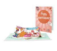 Puppy & Kitty 3D Animal Flag Pop Up Birthday Card