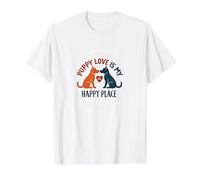 Puppy Love is My Happy Place Dog Lovers Heartwarming T-Shirt, Men, White, 4XL