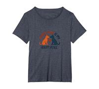 Puppy Love is My Happy Place Dog Lovers Heartwarming T-Shirt, Women's Plus, Heather Blue, 3X