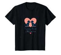 Puppy Love is The Purest Love - Adorable Dog Couple Art T-Shirt, Kids, Black, 10 Years