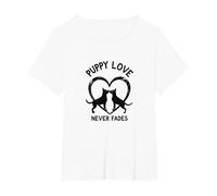 Puppy Love Never Fades Dog Lovers Heart T-Shirt, Women's Plus, White, 1X