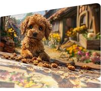 Puppy Mouse Pad,600x400x3mm Mouse Mat Village Desk Mat Large, Soft Smooth Surface with Anti-Slip Rubber Base Mousepad Waterproof, Durable, Extended Length Desk Pad for Christmas Decorations N1-893