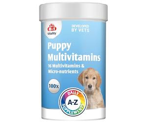 Puppy Multivitamins Nutritional Supplement - 11 multivitamins and 5 micronutrients - 100 tablets - for healthy growth, strong bones and immunity