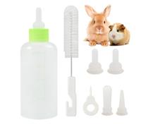 Puppy Nursing Bottle Kit - 7pcs Feeder Bottle Set For Small Dogs & Cats | 60ML Pet Feeding Bottle With Replacement Nipples, Food-Grade Nipple Feeder For Puppies, Kittens, Small Mammals