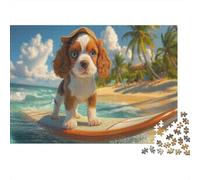 Puppy on SurfboardJigsaw Puzzles 1000 Pieces for Adults Puzzle Educational GamesTropical Beach