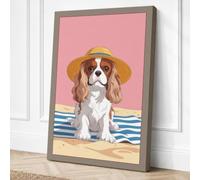 Puppy on the Beach Canvas Wall Art Print 24x16 Inch
