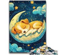 Puppy on The Moon Jigsaw Puzzles for Adults Teenagers Jigsaws Puzzle,Stress Reliever Difficult Challenge Suitable for Desktop Decoration (38x26cm)