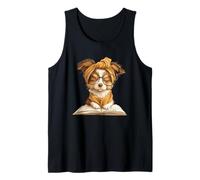 Puppy Open Book Reading Dog Lover Graphic Portrait Round Tank Top