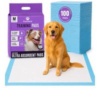 Puppy Pads 55 x 55 cm, Pack of 100 Medium Size Dog Training Mats, 6-Layer Super Absorbent Pee Pads, Leak-Proof Quick-Dry Toilet Sheets with Adhesive Corners for Indoor Potty Training