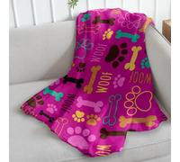 Puppy Paws (Pink) Super Plush Blanket - 50x60 Soft Throw Blanket - Perfect for Cuddle Season for Bedroom, Living Room, All Seasons, Holidays, Kids, Babies, Adults & Decor, Dog Blanket
