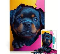 Puppy Peeking Through Paper Adults 1000 Piece Jigsaw Puzzle Brain Challenge Toy Stress Relief Clear Cut Wall Art Decor (38x52cm)