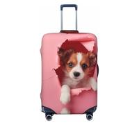 Puppy Peeking Through Pink Travel Luggage Covers - Elasticity Suitcase Covers Protector for Luggage 18-32 Inch