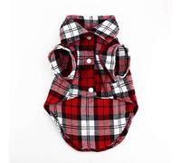 Puppy Plaid Lapel T Shirt Pet Dog Clothes Soft Comfortable Breathable Dog Plaid Shirts for Small Dogs Outdoor Play Cotton Red S