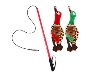 Puppy Play Wand - Flirt Rope Teaser, Sturdy Handle Pole, Active Training Toy, Durable chasesStick with Nylon Tether | Fun Exercise Entertainment for Small Medium Dogs Outdoor Tugging Games