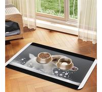 Puppy Playing in The Snow Pet Feeding Mat-Waterproof & Non-Slip Dog and Cat Food Mat-No Stains Quick Dry Dog Water Dispenser Mat