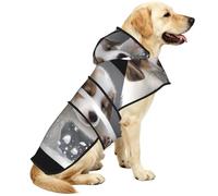 Puppy Playing In The Snow Waterproof Dog Raincoat And Rain Jacket With Hood, Reflective Strips And Adjustable Belly Strap, Fits Small To Large Dogs