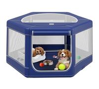 Puppy Playpen,45x45x25.6 Inches Fabric Mesh Dog Playpen,Portable Soft Fence for Dog and Cat, Breathable Exercise Pet Play Pen Indoor/Outdoor,Removable Zipper Top,Tear Resistant Fabric,Safe & Sturdy