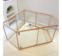 Puppy Playpen,Pet Clear Exercise Play Pen Whelping Box,Small Animal Playpen,Modular Fencing,Non-Slip,Clear Pet Playpen,Outdoor/Indoor Pet Playpen with Lockable door(A,10pcs)