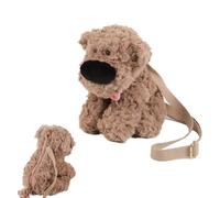 Puppy Plush Crossbody Bag for Girls, Cute Plush Dog Doll Shoulder Bag, Cartoon Anime Plush Messenger Bag, Kawaii Dog Fluffy Satchel Shoulder Bag for Girls, Brown