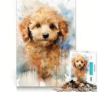 Puppy Poodle in Watercolor 1000 Piece Jigsaw Puzzles for Teenagers Jigsaw Memory Lift Light Relax Image Assembly (38x52cm)