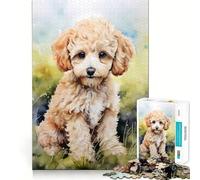 Puppy Poodle in Watercolor for Adults 1000 Piece Puzzle Mind Challenge Toy Calm Escape Quality Cut Art Collection Piece (38x26cm)