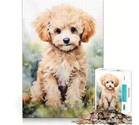 Puppy Poodle in Watercolor Hard Jigsaw Puzzle for Adults 1000 Pieces Memory Lift Easy Leisure Image Assembly Artistic Gift (50x75cm)