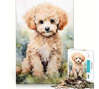Puppy Poodle in Watercolor Hard Jigsaw Puzzle for Adults 1000 Pieces Memory Lift Easy Leisure Image Assembly Artistic Gift (38x52cm)