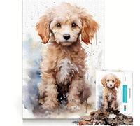 Puppy Poodle in Watercolor Jigsaw Puzzle for Teenagers 1000 Pieces Memory Boost Indoor Play Image Assembly (50x75cm)