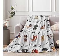 Puppy Print Throw Blanket for Kids, Cute Cartoon Soft Cozy Fluffy Flannel Blanket with Dogs on It for Boys Girls, 130 x 150 cm Warm Dog Theme Fleece Blanket Gift for Teen Dogs Lover Sofa Couch Decor