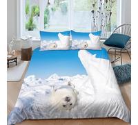 Puppy Puppies Double Duvet Cover Set Cute Animals Bedding Double Bed Set 3D Print Soft Comfort Microfiber Quilt Cover 200x200 cm with Zipper Closure and 2 Pillowcases j.1869