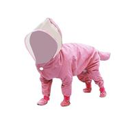 Puppy Raincoats With Hood Dog Rain Jacket Rain Boots Jumpsuit for Small and Medium Sized Dogs(Pink,L)