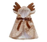 Puppy Reindeer Cape For Christmas, Fawn Spotted Dog Poncho With Soft Fleece & Adjustable Ties