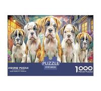 Puppy Row 1000 Pc Adult Jigsaws - Bulldog Puppies (lit Street) Impossible Hard Difficult Challenging Game for Wall Decoration And Gifts38x26cm/1000pcs