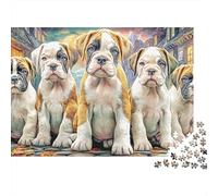 Puppy Row Unique 1000 Piece Jigsaw Puzzle for Adults Five Puppies Colourful Puzzling Challenging & Brainteasing Adult Jigsaws Puzzle Game for The Whole for Women Gifts for Me