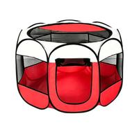 Puppy Run Dog Box Foldable 74 x 74 x 43 cm, Puppy Playpen, Cat Enclosure, Small Animal Enclosure for Home, Playpen, Outdoor Enclosure for Dogs, Cats, Rabbits, Indoor, Outdoor (Red)