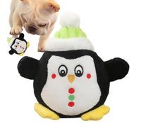Puppy Santa Penguin - Plush Interactive Squeaky Chew Toy Soft Small | Pet Christmas Holiday Stuffed Plush Animal | Interactive Squeaky Chew Toy Companion