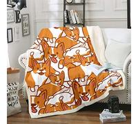 Puppy Sherpa Blanket Kids Toddler Cartoon Corgi Dog Fleece Throw Blanket Cute Animal Pattern Plush Flannel Blankets and Throws Boys Girls Soft Fuzzy Blanket for Bed Sofa Orange Double 60x79 Inch