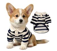 Puppy Shirts for Small Dogs Casual Striped Outfits with Collar | Breathable Dog Clothes for Park Beach Travel Outdoor Party Holiday Birthday Photography