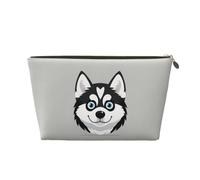 Puppy Siberian Husky Womens Travel Makeup Bags Funny Dog Leather Cosmetic Bags Toiletry Organizer Pouch with Zipper