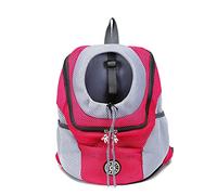 Puppy Sling,Cat Sling Out Double Shoulder Portable Travel Backpack Outdoor Pet Dog Carrier Bag Pet Dog Front Bag Mesh Backpack Head(Red,36X45X21 CM)