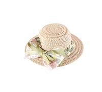 Puppy Sunbonnet Hat Dogs Outdoor Straw Flower Hat with Colorful Lace