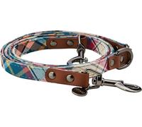 Puppy Tartan Nylon Dog Lead with Bow Collars, Brown, 1.5 x 120cm